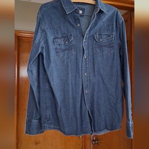 Casual Denim Button Down Shirt for Men